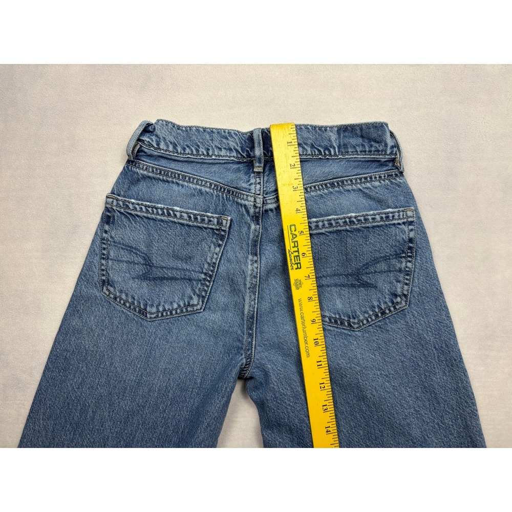 American Eagle Real Good Wide Leg Jeans Light Wash Raw Hem 000 Regular 4226 - Picture 8 of 11